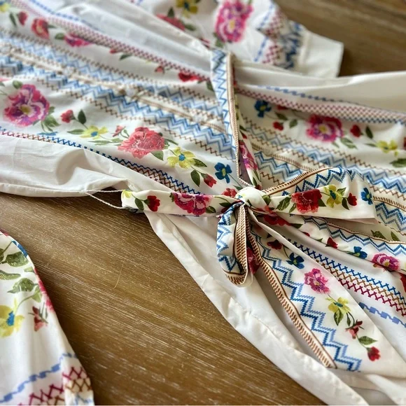 Jealous Tomato White Red Wrap Dress with Bishop Sleeves - Picture 2 of 6